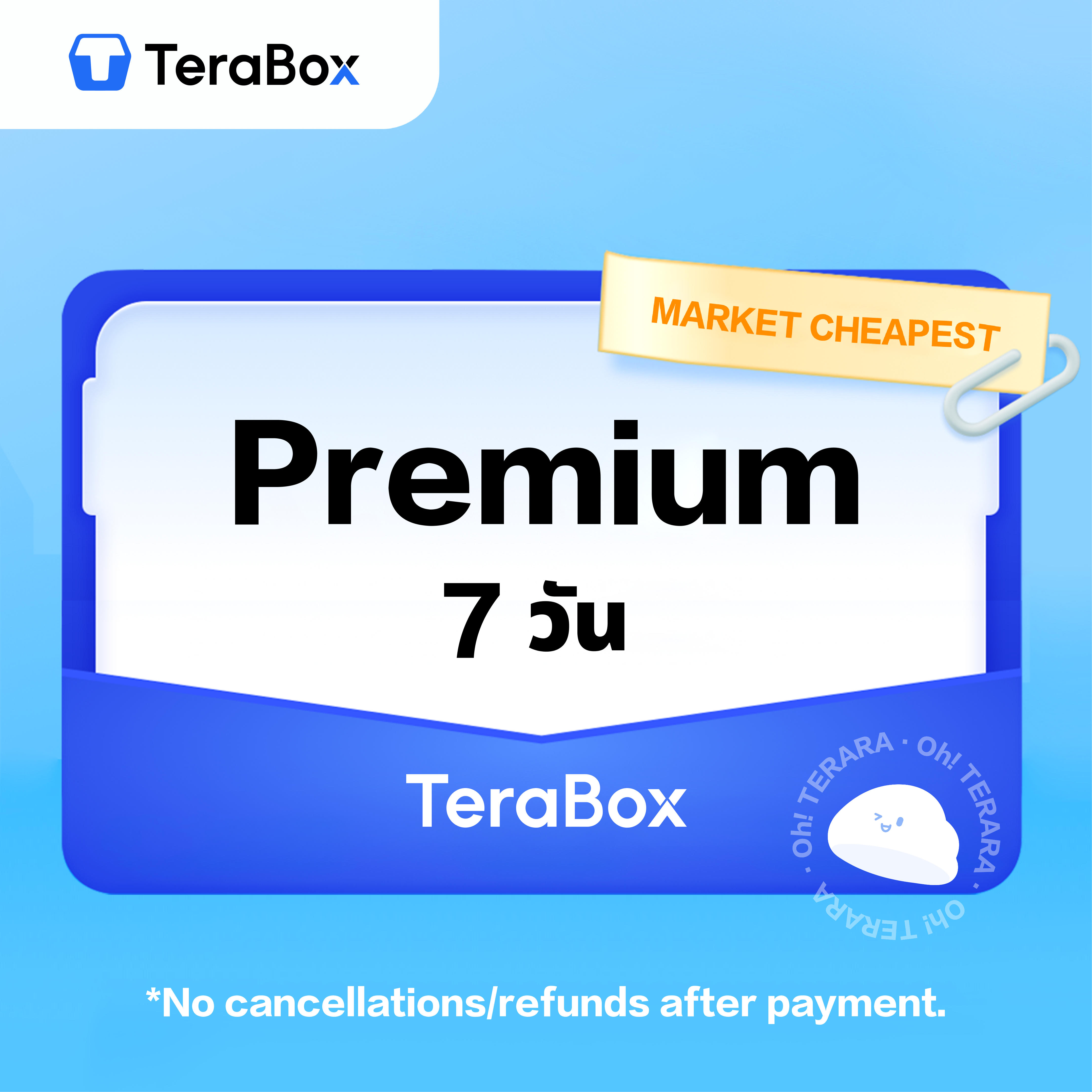 (E-voucher) terabox premium 7 days 2048GB. no ads, HD quality and much more. ราคา 29 บาท*ส่งฟรี
