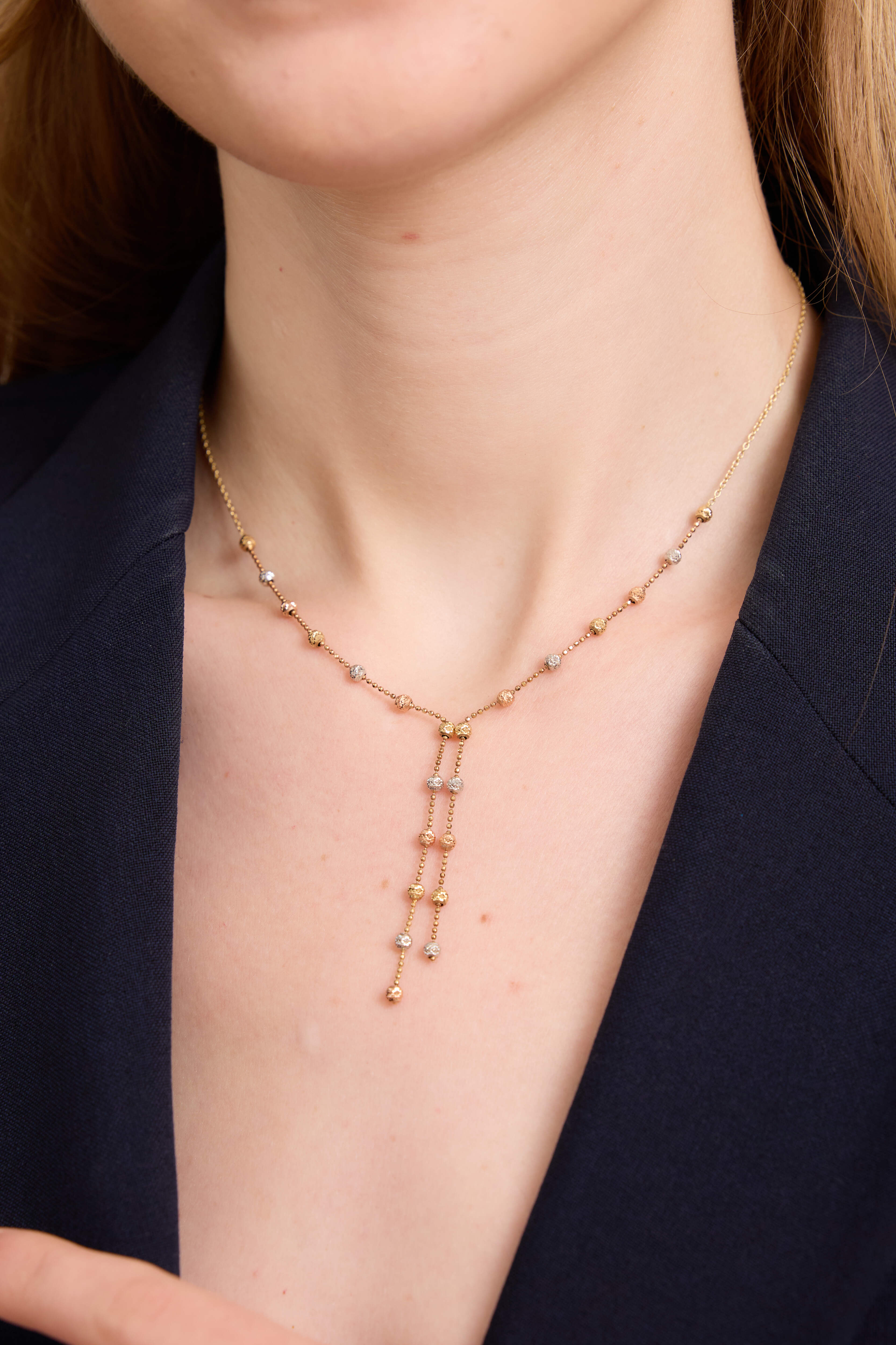 Nathalias NY 14K yellow gold three-color style Lariat necklace 22025 ราคา 18,600 บาท*ส่งฟรี
