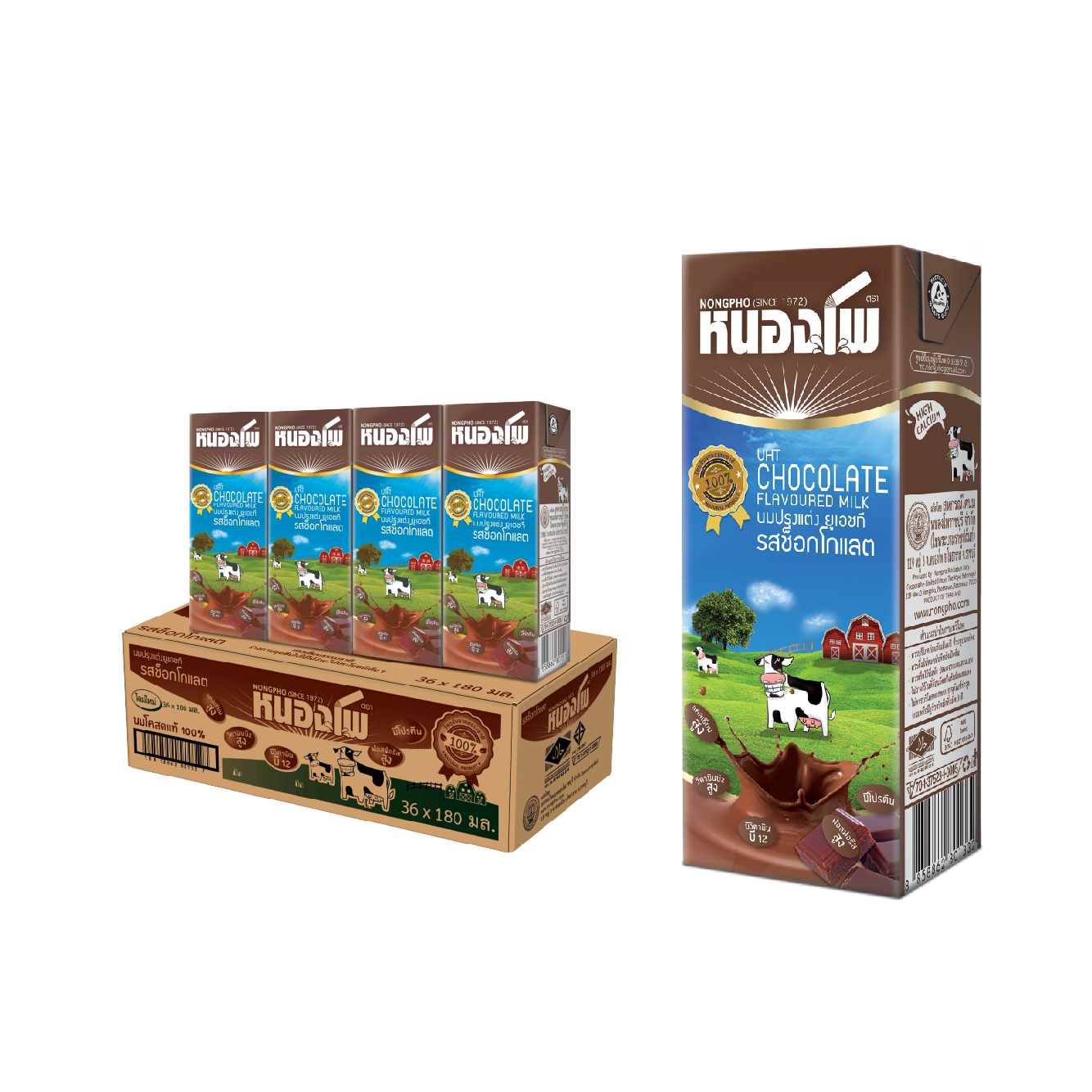 ของใช้แม่และเด็ก Nongpho UHT Chocolate Flavoured Milk 225 ml. X 36