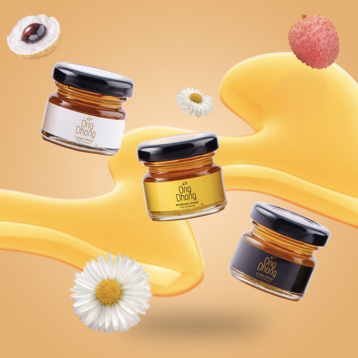 OngDhong Longan Lychee Wildflower 45g (3 pcs) ราคา 115 บาท*ส่งฟรี