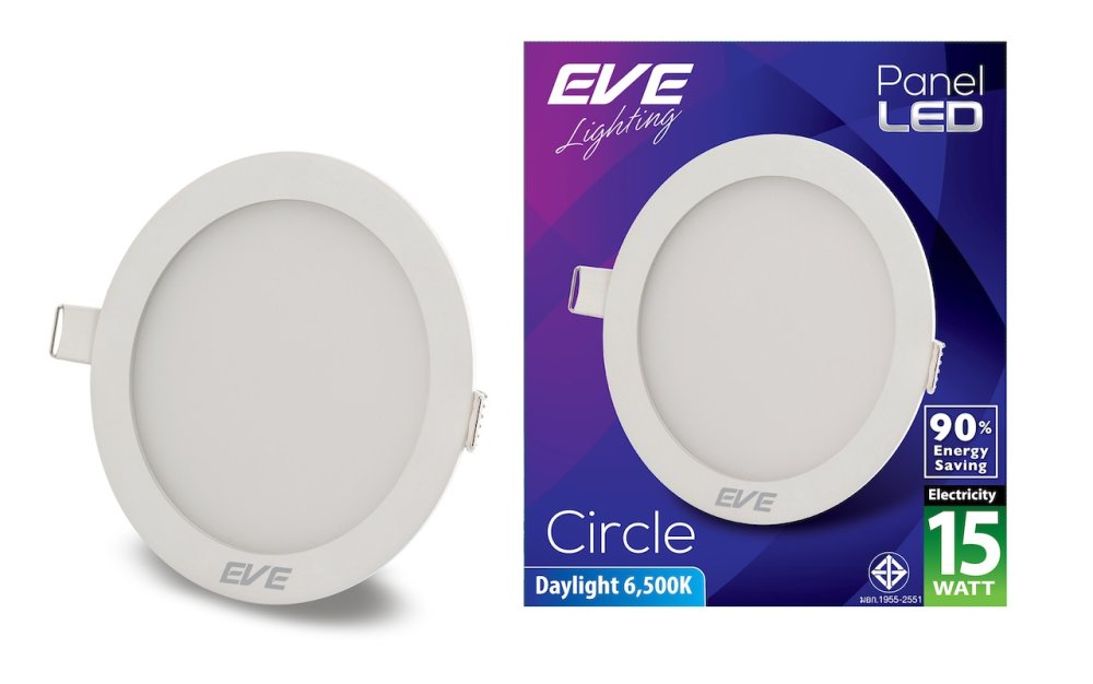Eve โคมพาเนลไลท์แอลอีดี หน้าเหลี่ยม 15 วัตต์ เดย์ไลท์ แพ็ค 3 ชุด