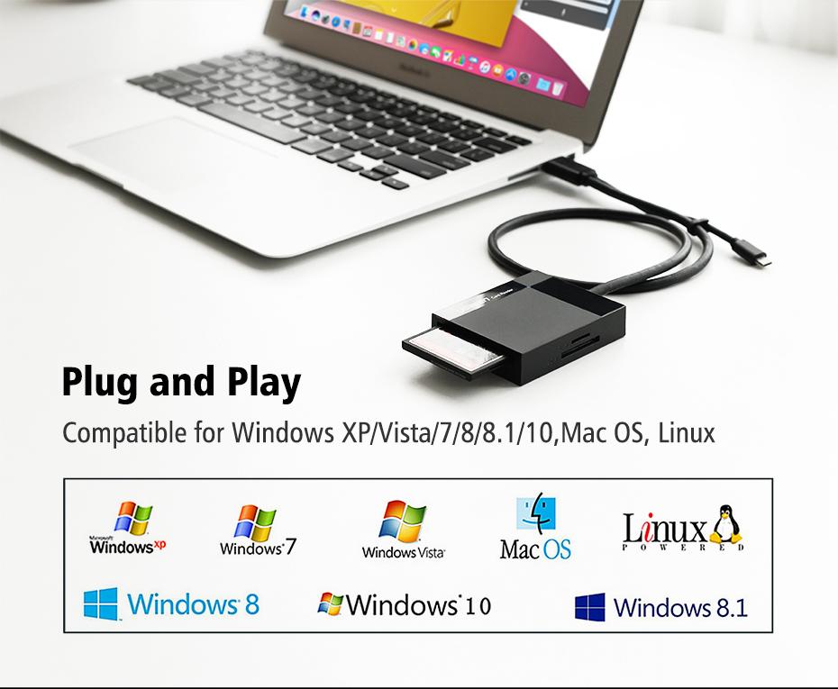 มุมมองเพิ่มเติมของสินค้า UGREEN USB 3.0 All-in-One Card Readerการ์ดรีดเดอร์ ออลอินวัน รองรับการ์ด CF, SD, MMC, Micro SD, MS, UHS-I รุ่น 30231 สำหรับ Windows, Mac, Linux