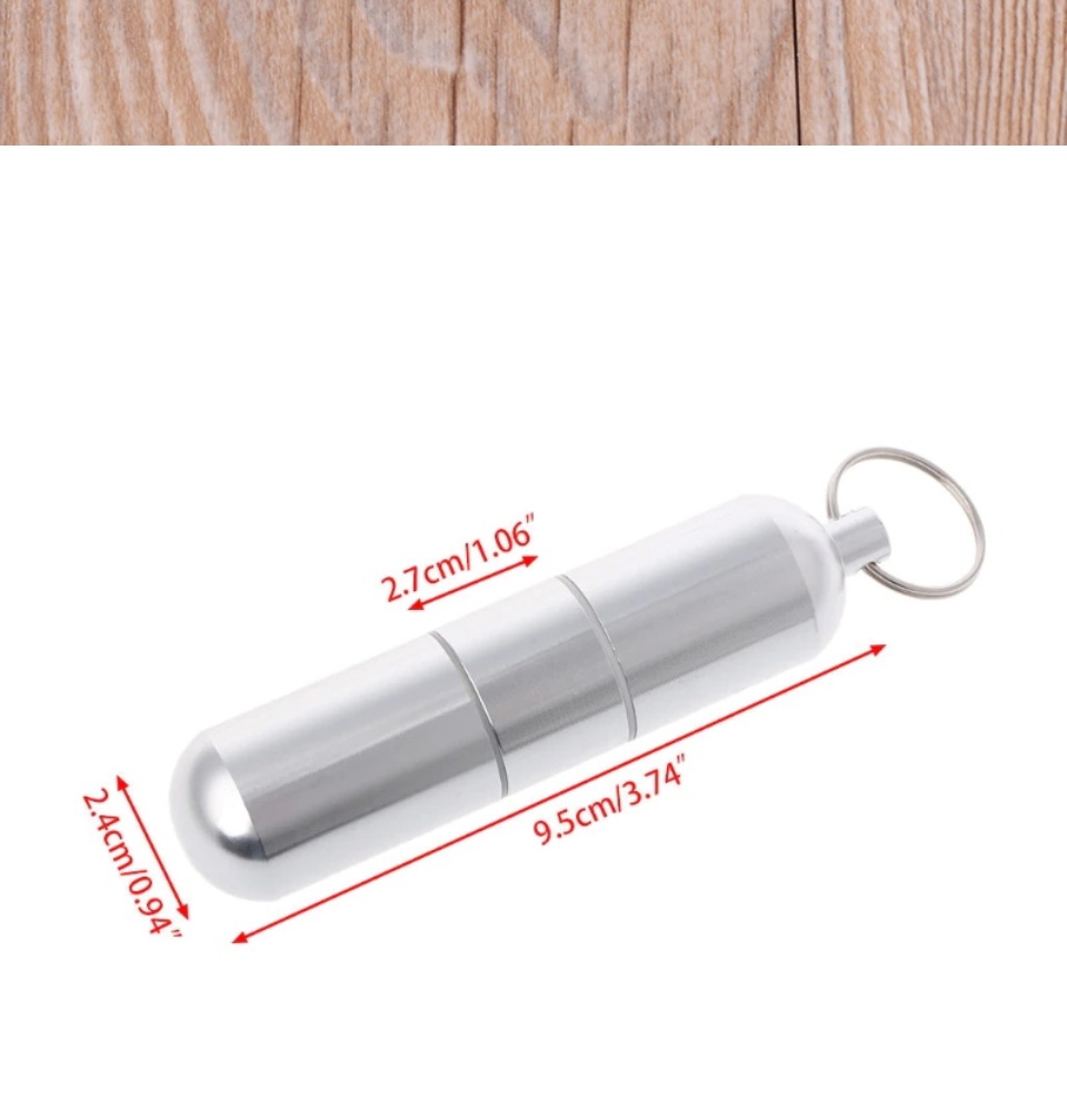 ภาพประกอบของ แค็ปซูลอลูมิเนียมกันน้ำ ใส่ยา เครื่องประดับ Alm Case Keychain Necklace Waterproof 2587