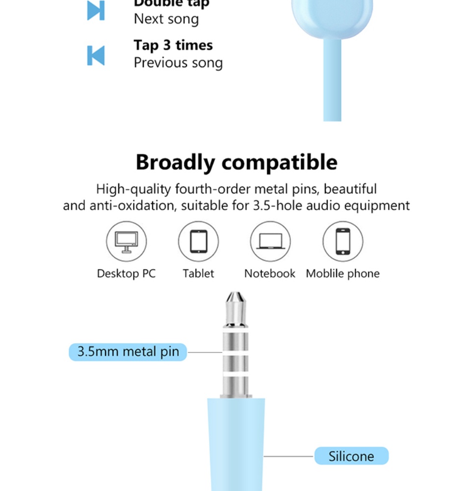 รูปภาพรายละเอียดของ In-Ear หูฟังอินเอียร์ แบบมีสาย กีฬาหูฟังแบบมีสาย Super Bass 3.5 มม. สำหรับเล่นกีฬา ควบคุมสายสนทนา ไมโครโฟนชัด สำหรับ iPhone H SAMSUNG OPPO VIVO Xiaomi Realme