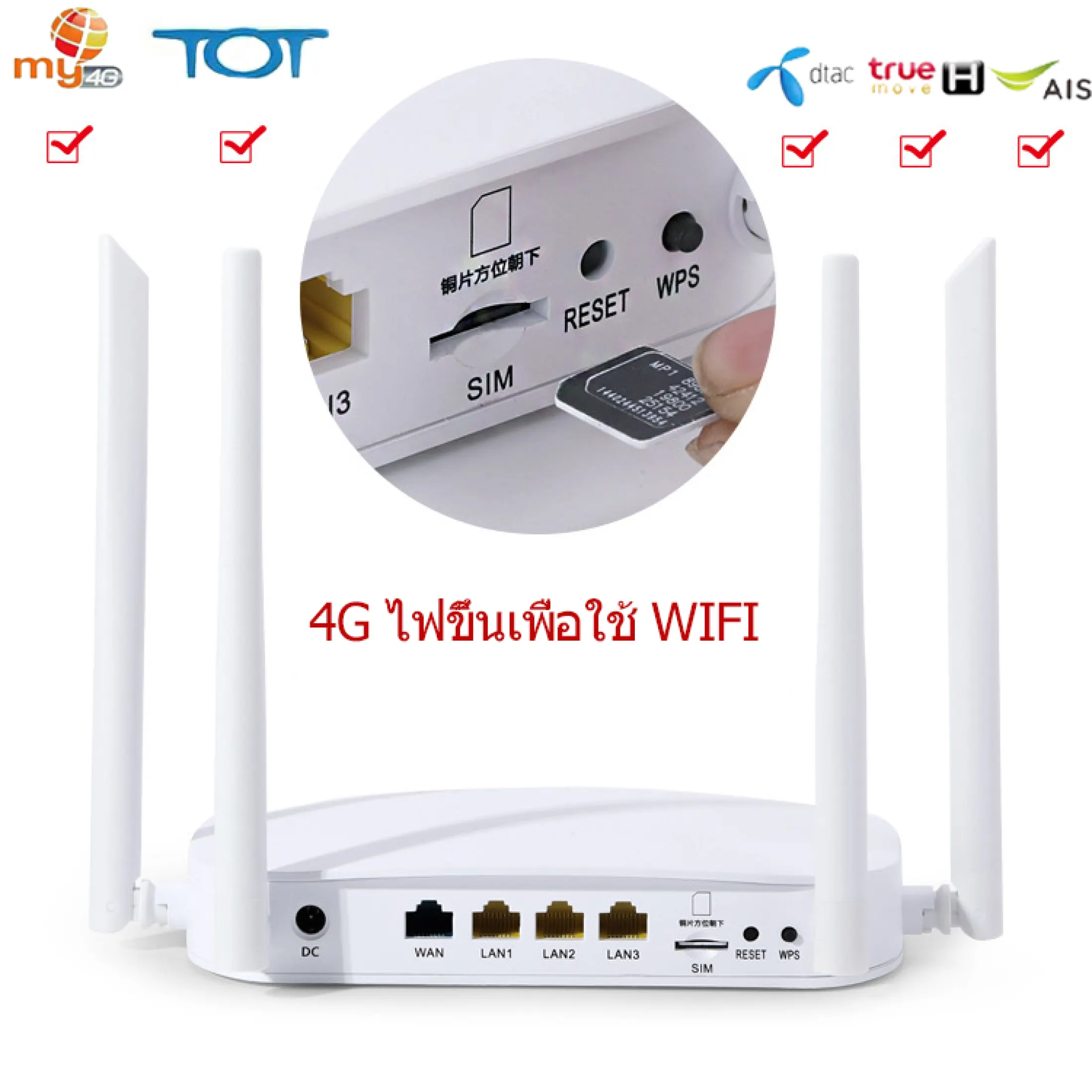 เกี่ยวกับสินค้า 4G เราเตอร์ ใส่ซิมปล่อย Wi-Fi 300Mbps 4G LTE sim card Wireless Router รองรับ 4G ทุกเครือข่าย รองรับการใช้งาน Wifi ได้พร้อมกัน 32 