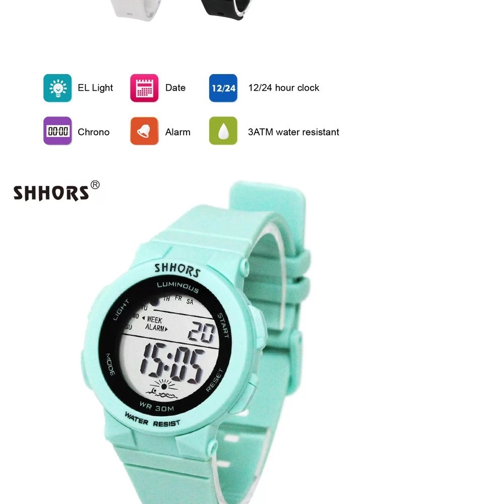 รูปภาพของ SHHORS 0314 Fashion Casual Sports นาฬิกาข้อมือแฟชั่นผู้หญิง-ผู้ชาย นาฬิกาข้อมือ ดิจิตอล สายยาง เท่ๆ ราคาถูก รุ่น SKMEI