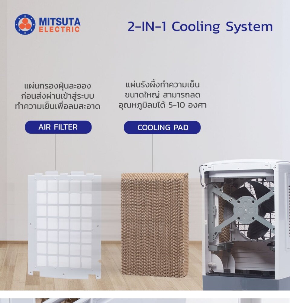มุมมองเพิ่มเติมของสินค้า MITSUTA พัดลมไอเย็น 20 ลิตร รุ่น MEC90 (สีเทา)