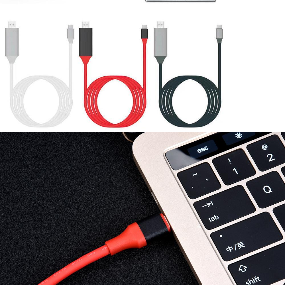 ลองดูภาพสินค้า USB C to HDMI Cable Type C to HDMI Video Adapter For Macbook H P20 Pro Samsung Galaxy S9 S8 HDMI to USB-C Extender