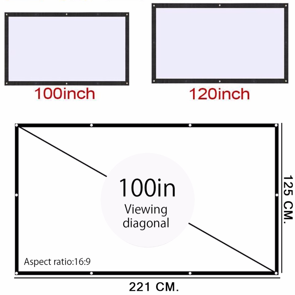 มุมมองเพิ่มเติมของสินค้า 100 นิ้ว / 120 นิ้ว พับโปรเจคเตอร์แบบพกพา 16:9 จอโปรเจคเตอร์ สีขาวผ้าวัสดุ manual projector screen LED Projector Anti - Crease