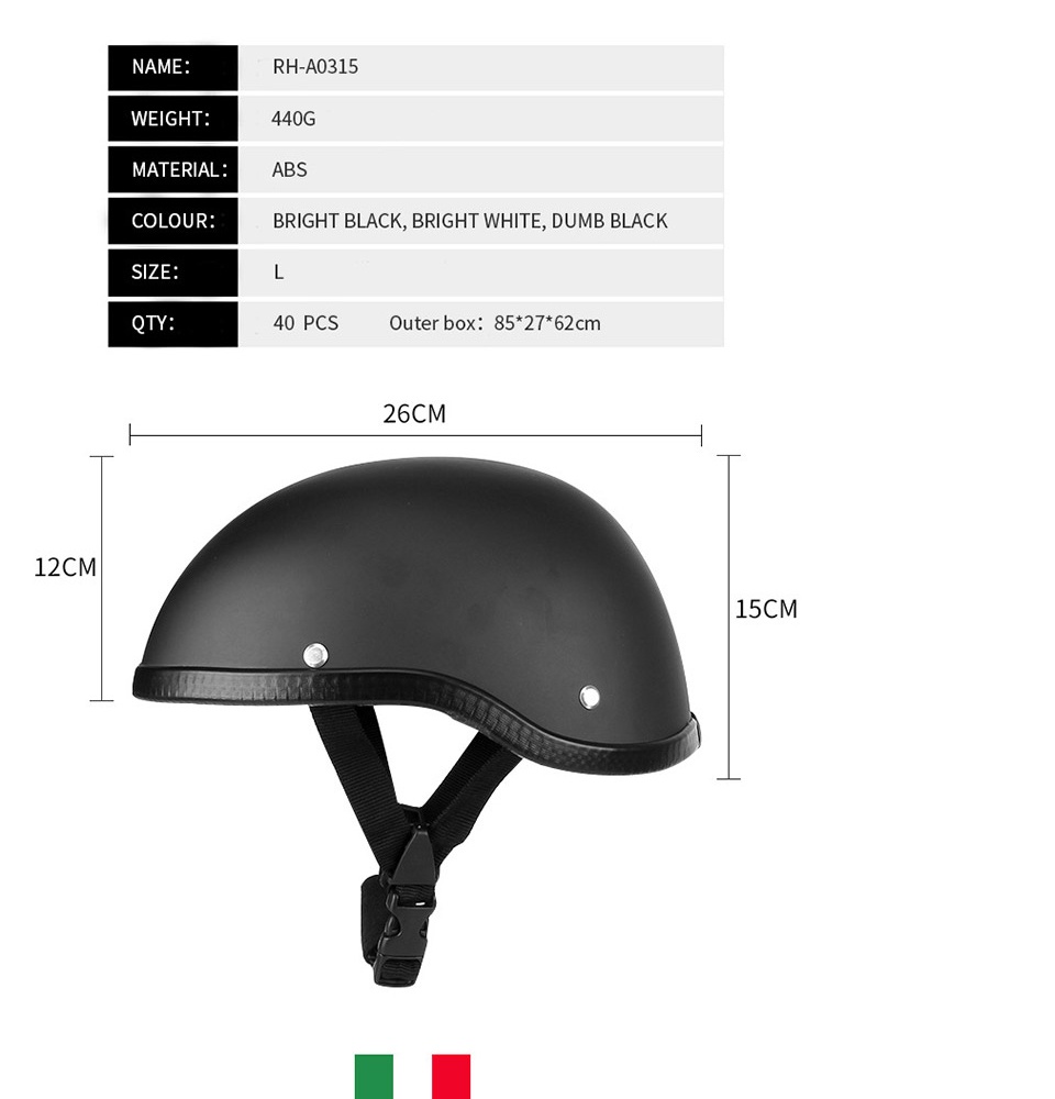 ข้อมูลเพิ่มเติมของ Hossen Unisex Professional  หมวกกันน็อค รถจักรยานยนต์หมวกนิรภัยครึ่งหมวกแก๊ปสำหรับชอปเปอร์ฮาร์เลย์บอบเบอร์