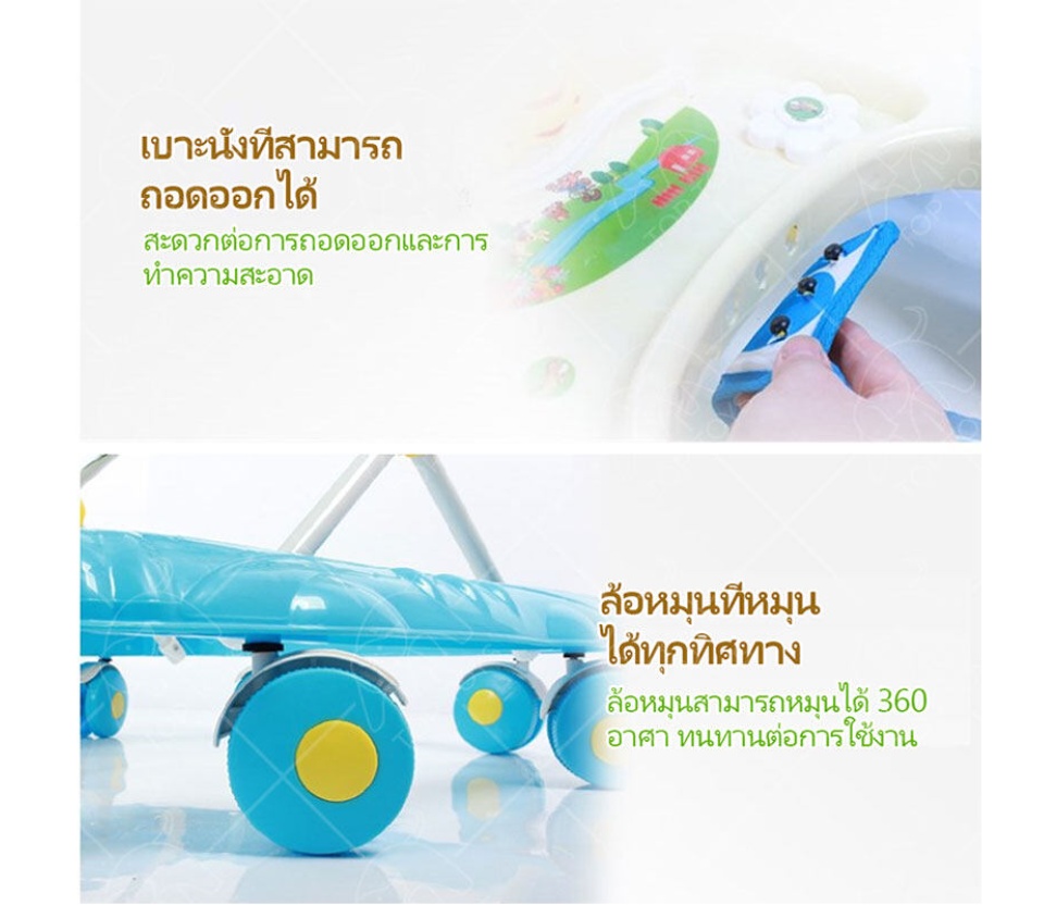 เกี่ยวกับสินค้า รถหัดเดินหมี รถหัดเดินเด็ก มีเสียงดนตรี+ไฟ TOP TOYS รุ่นT002