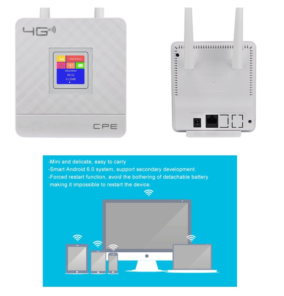 ภาพประกอบของ CPF903 ซิมเราท์เตอร์ ไร้สาย ใช้ได้ทุกเครือข่าย 150Mbps Wireless SIM ROUTER 4G LTE CPE  LCD Display