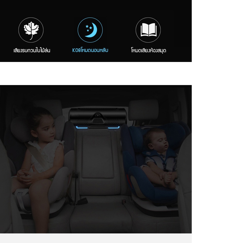ลองดูภาพสินค้า Hali ใหม่เครื่องฟอกอากาศในรถยนต์ทรงกระบอกแบบสายรัดเบาะหลังไอออนพร้อมไส้กรองเตือน เครื่องฟอกอากาศในรถ