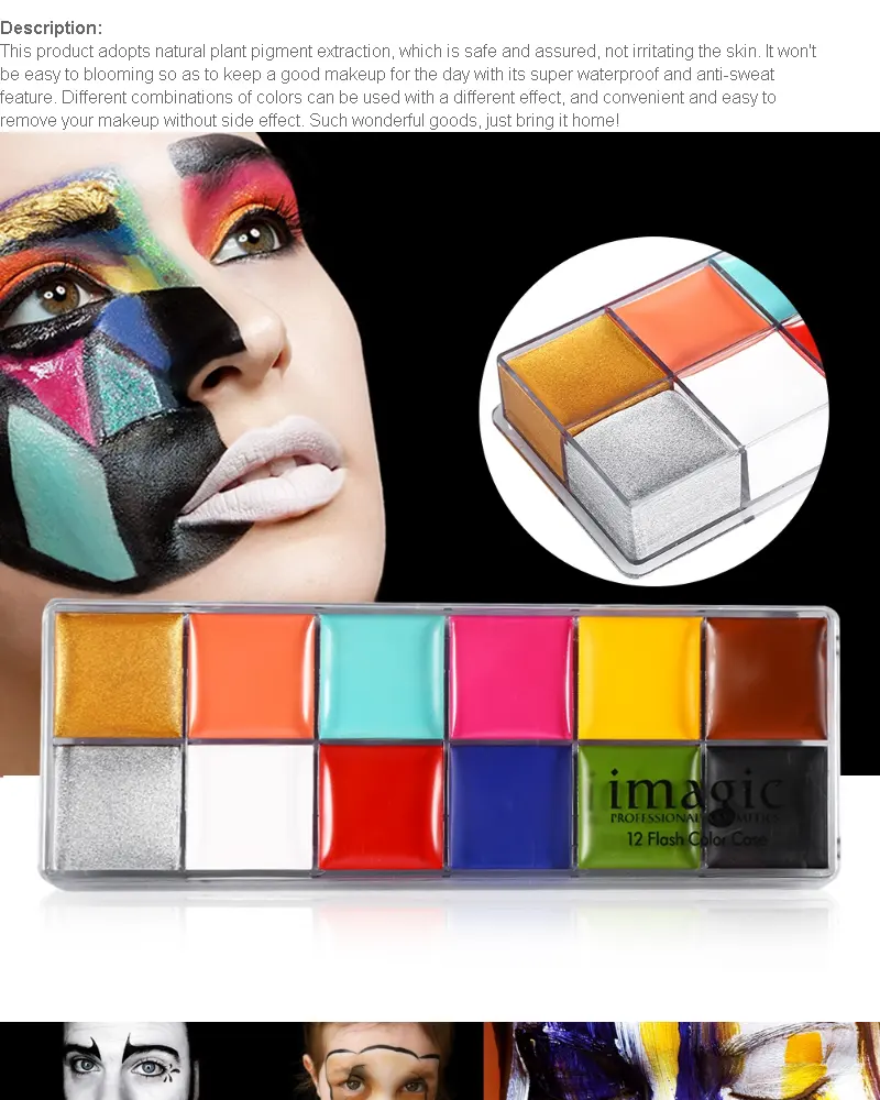 Imagic 12 Colors Face Body Flash Tattoo - Face It Makeup Imagic 12 Colors Face Body Flash Tattoo - Face It Makeup