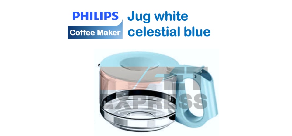 รูปภาพรายละเอียดของ Jug white celestial blue โถกาแฟอะไหล่แท้สำหรับเครื่องชงกาแฟ Philips Coffee Maker รุ่น HD7450