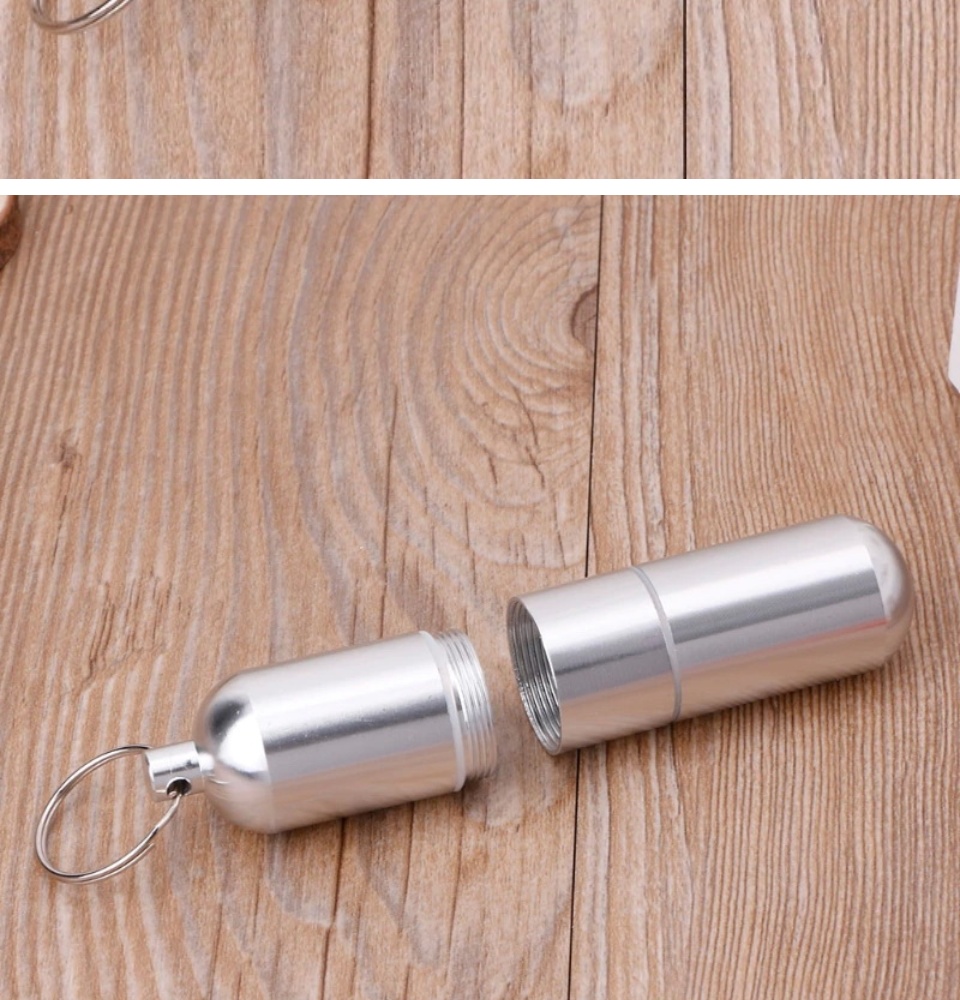 ภาพประกอบของ แค็ปซูลอลูมิเนียมกันน้ำ ใส่ยา เครื่องประดับ Alm Case Keychain Necklace Waterproof 2587