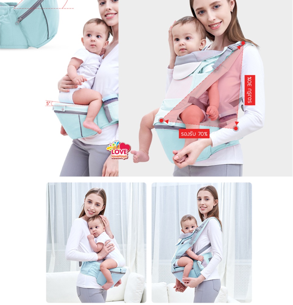 ภาพประกอบของ เป้อุ้มเด็ก baby hipseat carrier สะพายหน้า-หลัง นั่งสบาย Free size lovelovetoy A9