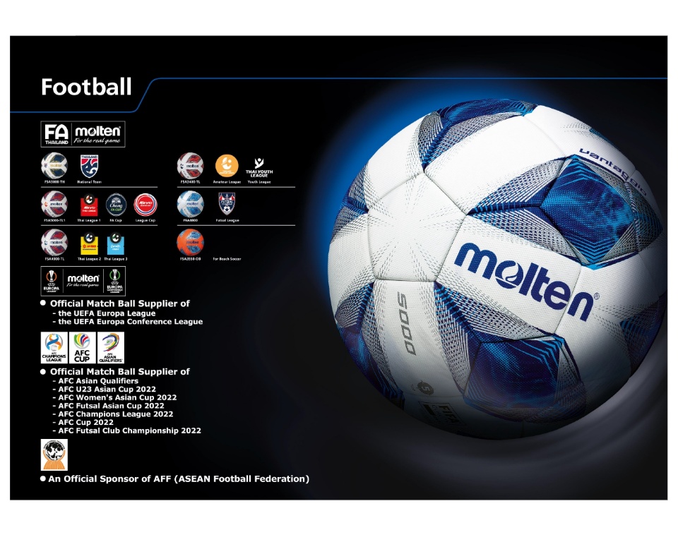 มุมมองเพิ่มเติมของสินค้า MOLTEN  มอลเท่น ลูกฟุตบอลเย็บMOT Football MST TPU pk F5A1000 BL  SIZE 5(460)   แถมฟรี เข็มสูบ+ตาข่าย