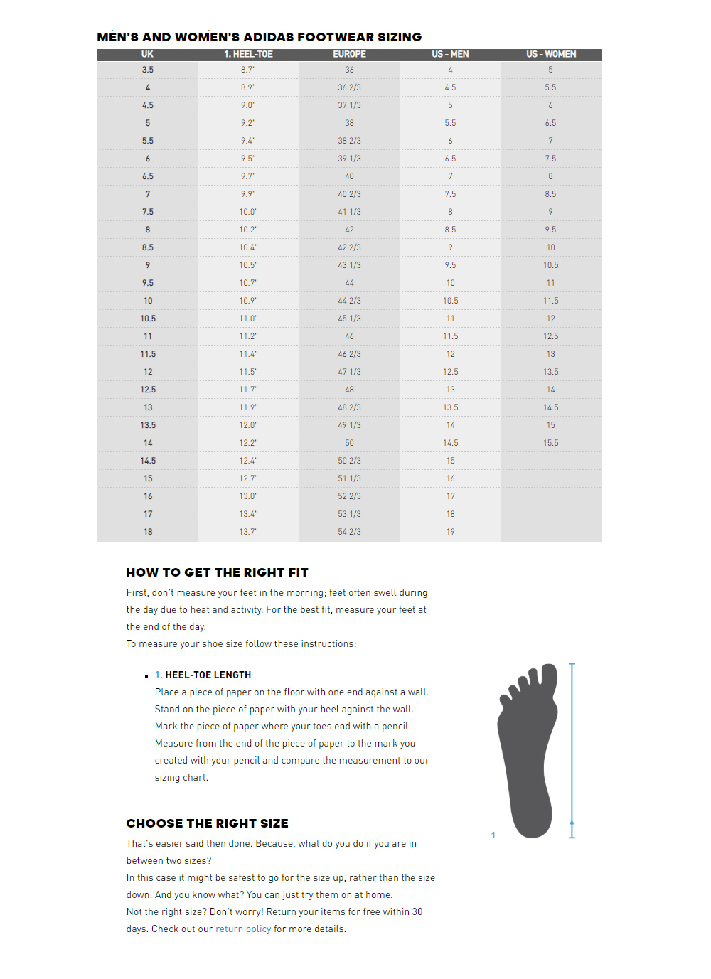 ultra boost size guide