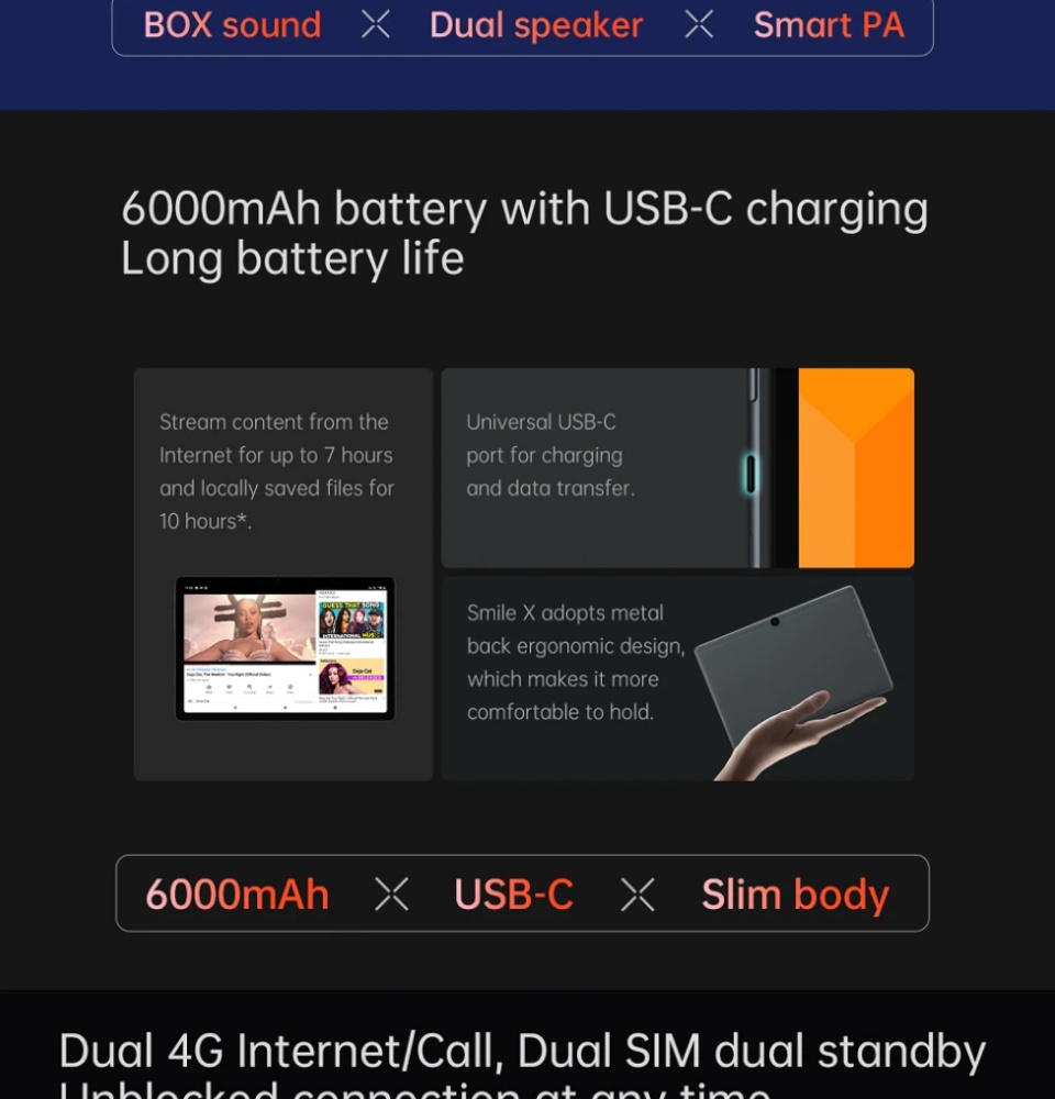 คำอธิบายเพิ่มเติมเกี่ยวกับ (พร้อมส่งจากไทย) Alldocube Smile X 10.1นิ้วแท็บเล็ตพีซี Android 11 T610 Octa-Core 4GB RAM 64GB ROM Dual WiFi 4G LTE แท็บเล็ตโทรได้