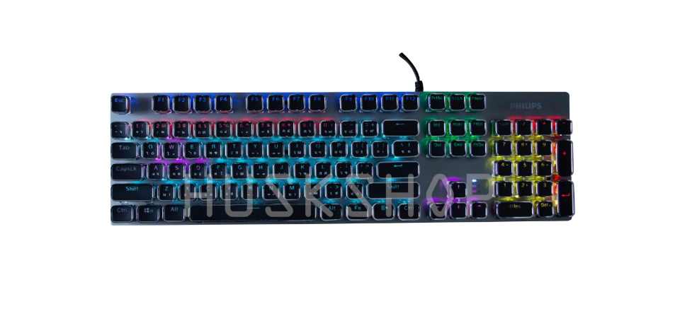 มุมมองเพิ่มเติมเกี่ยวกับ คีบอร์ดเกมมิ่ง RGB Philips Mechanical Gaming Keyboard Spk8404 Grey/Punk Blue Switch ประกันศูนย์ไทย