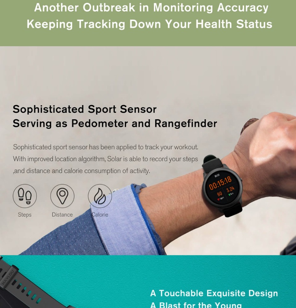ข้อมูลเพิ่มเติมของ Haylou Solar LS05 Smart Watch Global Version นาฬิกาอัจฉริยะ มารพ้อมกับ 12 โหมดกีฬา ใช้งานได้ 30 วัน กันน้ำระดับ IP68