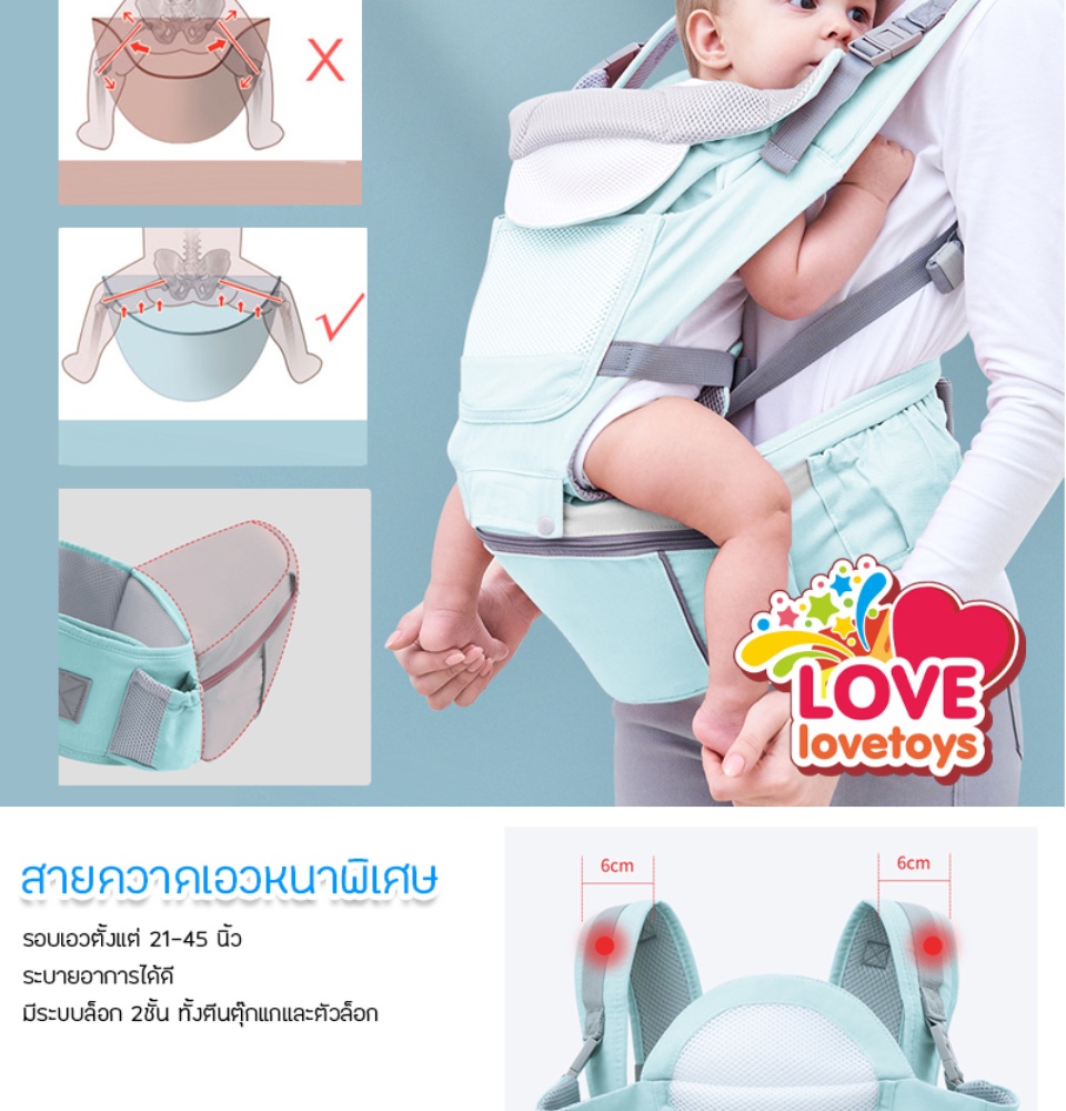 ภาพประกอบของ เป้อุ้มเด็ก baby hipseat carrier สะพายหน้า-หลัง นั่งสบาย Free size lovelovetoy A9