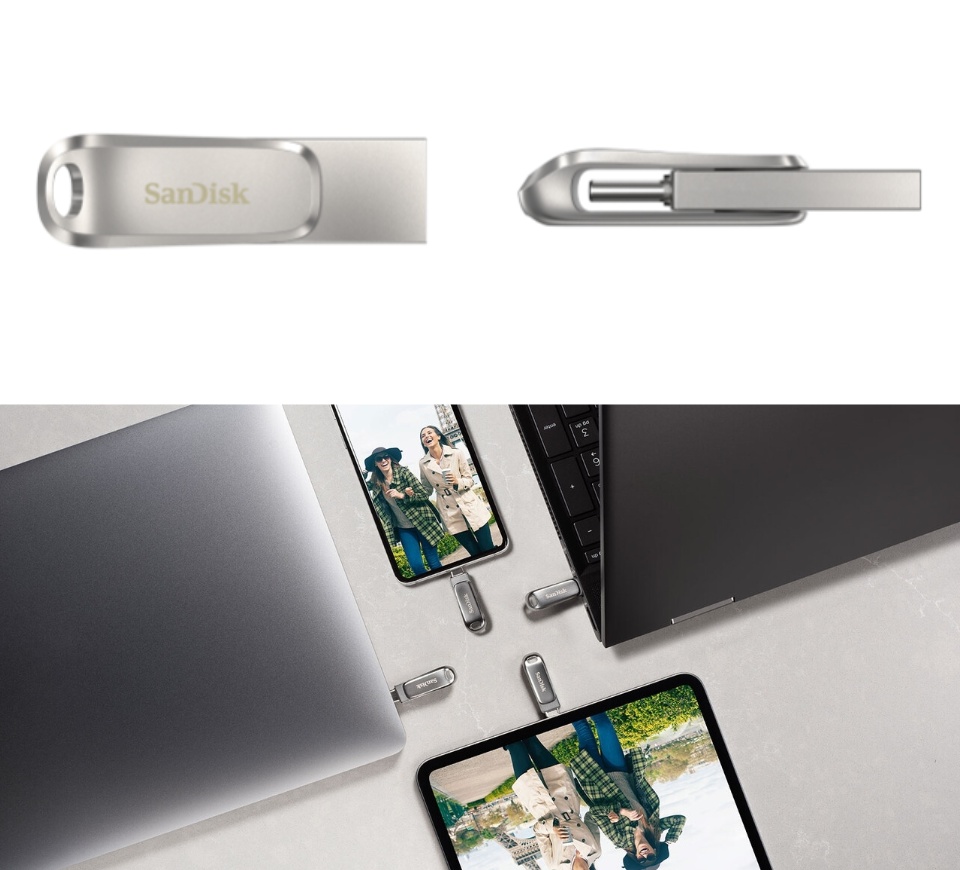 มุมมองเพิ่มเติมเกี่ยวกับ SanDisk Ultra® Dual Drive Luxe USB Type-C 128GB (SDDDC4-128G-G46) แฟลชไดรฟ์ ไดร์ฟOTG สำหรับ โทรศัพท์ แทปเลท Tablet iPad Pro การรับประกัน Synnex 5 ปี