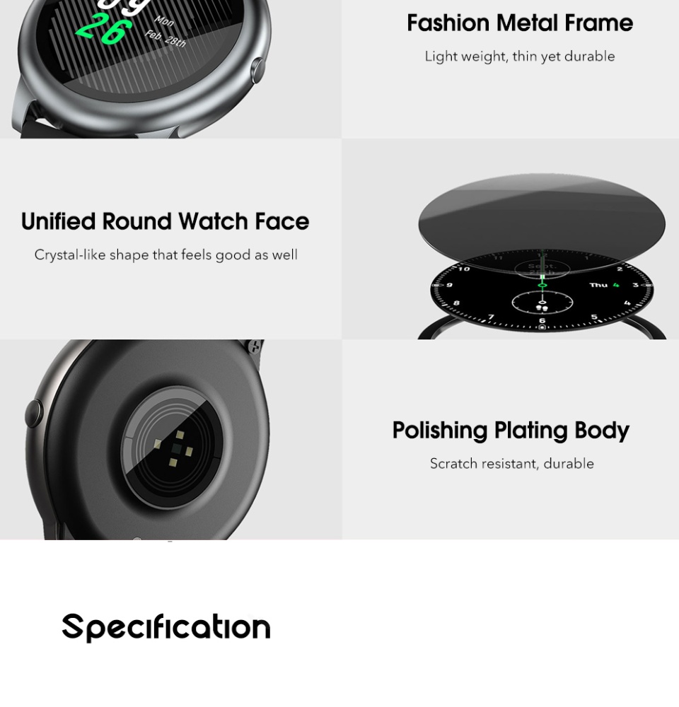 มุมมองเพิ่มเติมของสินค้า Haylou Solar Smart Watch LS05 Sport Metal Heart Rate Sleep Monitor IP68 Waterproof iOS Android Sports fitness tracker Waterproof Men Women