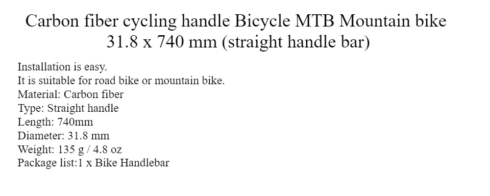 มุมมองเพิ่มเติมเกี่ยวกับ แฮนด์รถจักรยานคาร์บอนไฟเบอร์ MTB ขนาด 31.8 x 740 m.m.