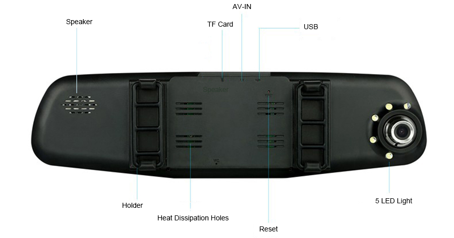 รูปภาพเพิ่มเติมของ GD MOBILE FHD 1920X1080 กลางคืนชัดสุดๆ!!! A50 : กล้องติดรถยนต์ หน้าหลัง ติดกระจกมองหลัง หน้าจอ 4.3 นิ้ว (จอทางซ้าย )-A50