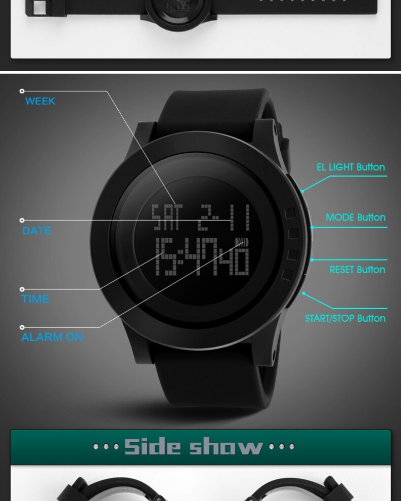 ภาพประกอบคำอธิบาย Riches Mall RW030 นาฬิกาผู้ชาย นาฬิกา SKMEI สปอร์ต ผู้ชาย นาฬิกาข้อมือผู้หญิง นาฬิกาข้อมือ นาฬิกาดิจิตอล Watch สายซิลิโคน แท้