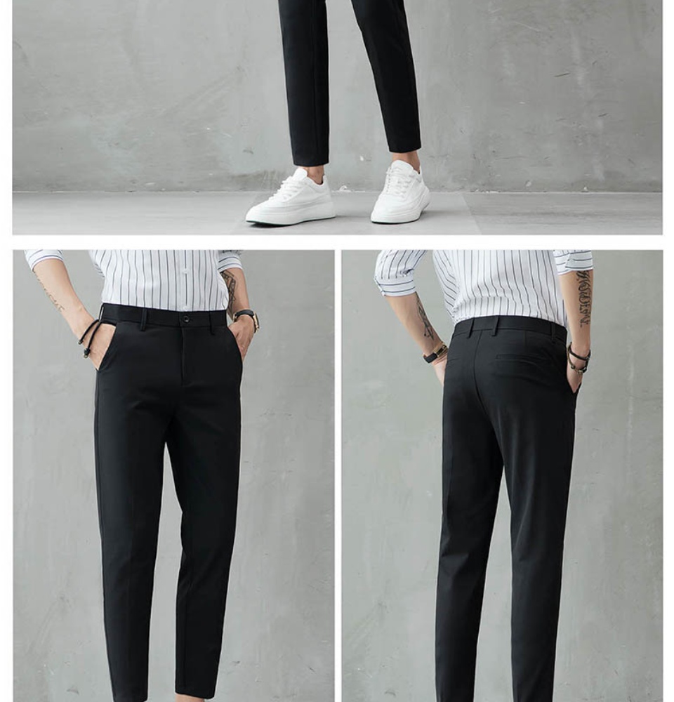 เกี่ยวกับสินค้า MNO.9 Fashion Korean Nine Pants slim กางเกงสแล็คชาย กางเกง5ส่วนชาย กางเกงเกาหลีชาย กางเกงผู้ชาย slack ผ้าฝ้ายยืด กางเกงขายาวชาย กางเกงทำงานชาย