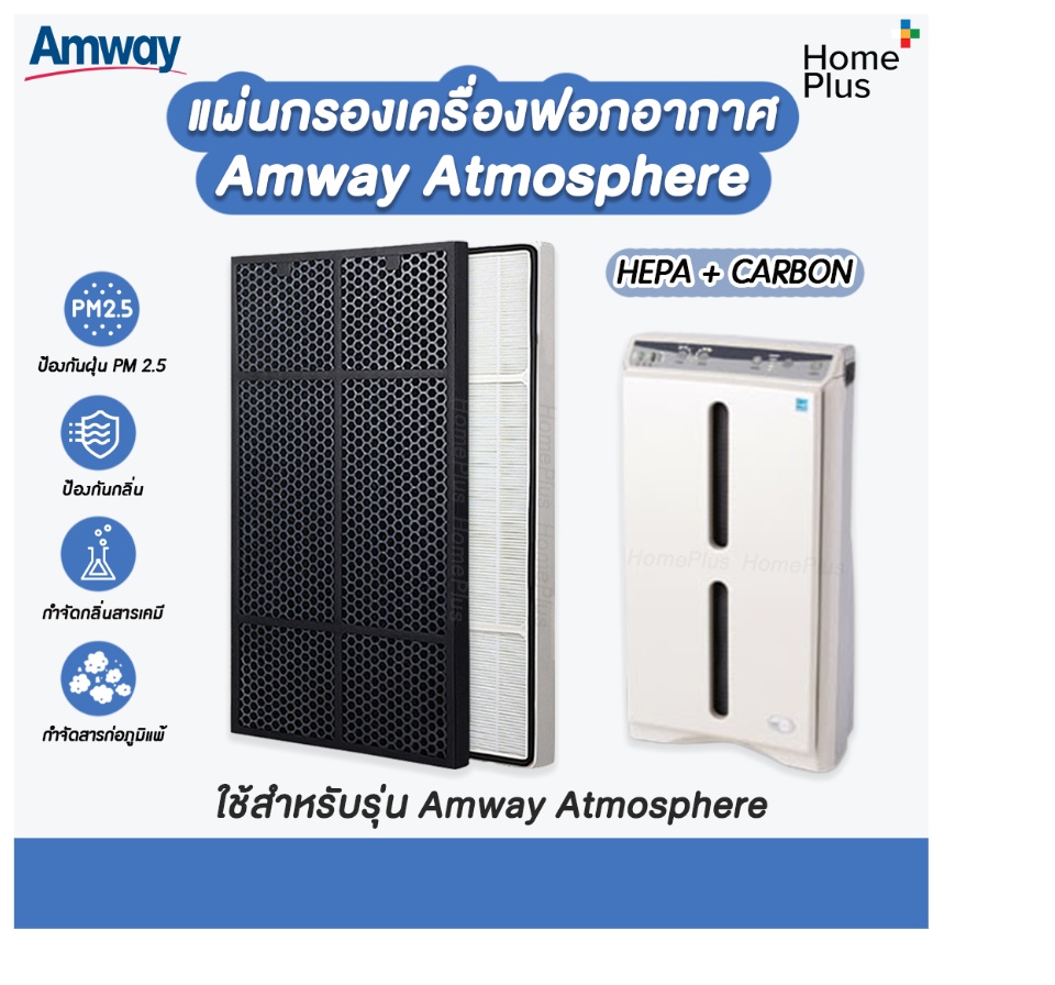 เกี่ยวกับ (2 แผ่น) แผ่นกรอง เครื่องฟอก อากาศ สำหรับ แอมเวย์ Amway Atmosphere Hepa + Carbon คุณภาพดี ไส้กรองอากาศ ขนาดเดียวกับของเดิม