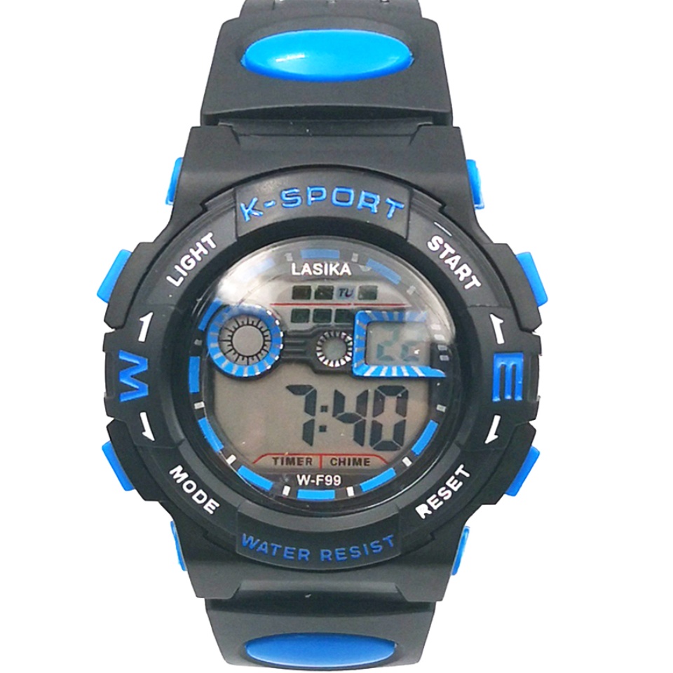 รายละเอียดเพิ่มเติมเกี่ยวกับ นาฬิกาเด็กนาฬิกาเด็กกีฬานาฬิกาแบรนด์ชั้นนำคู่ Chrono EL Light กันน้ำนาฬิกาข้อมือชาย W-F99
