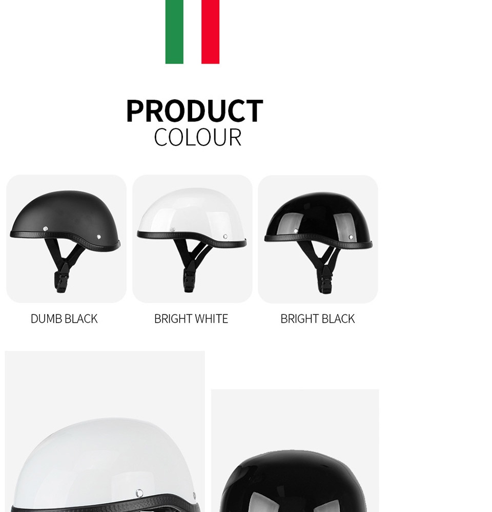 ข้อมูลเพิ่มเติมของ Hossen Unisex Professional  หมวกกันน็อค รถจักรยานยนต์หมวกนิรภัยครึ่งหมวกแก๊ปสำหรับชอปเปอร์ฮาร์เลย์บอบเบอร์