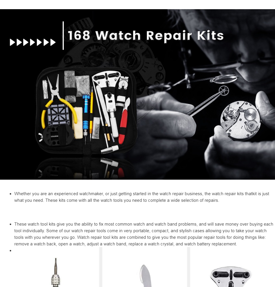 ภาพประกอบของ 168 คอมพิวเตอร์นาฬิกาเครื่องมือซ่อมถอดนาฬิกาโซ่ชุดซ่อมนาฬิกาซ่อมและบำรุงรักษาถอดShi Chi 168 PCs Watch Repair Tools Remove Watch Chain Package Kit Repair Watch Repair [coolbar]