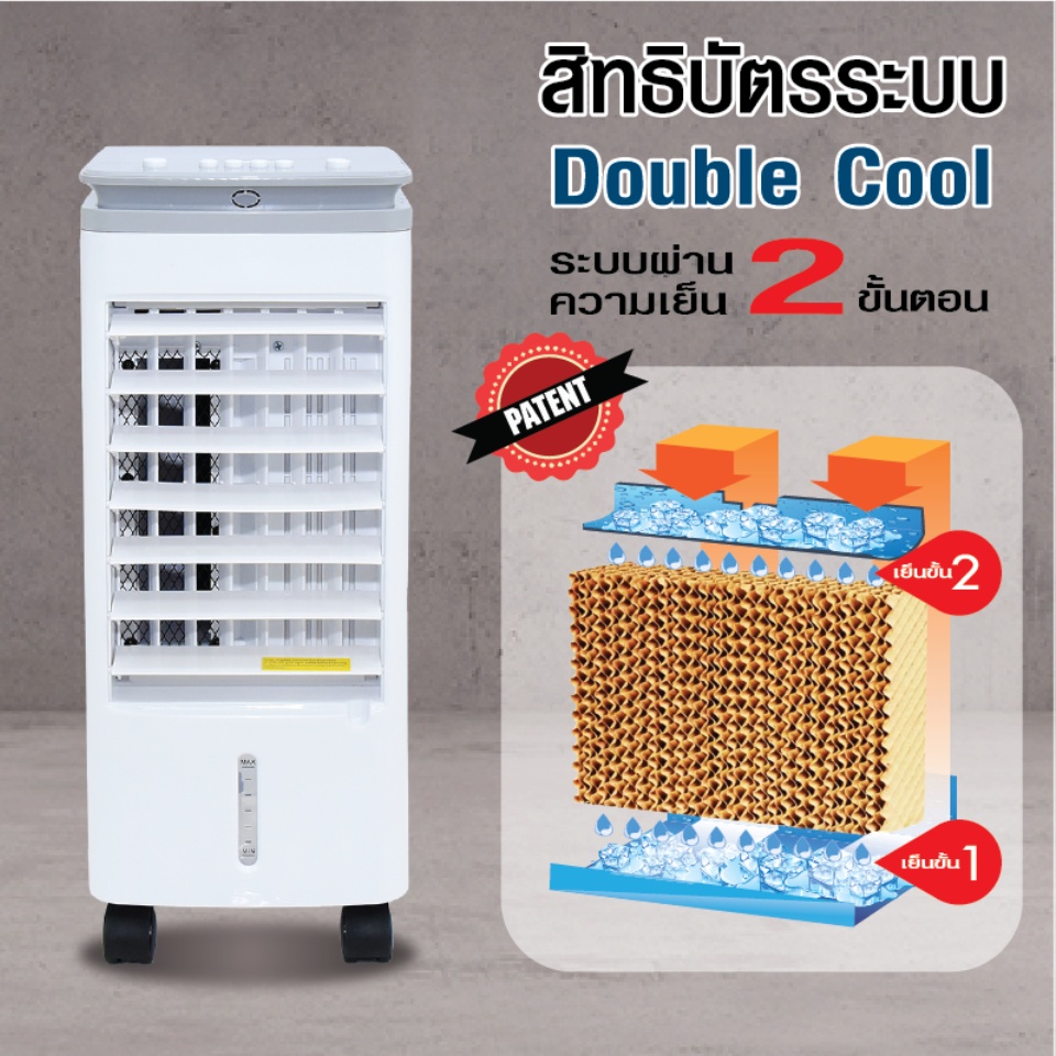 เกี่ยวกับ KOOL+ (คูล พลัส) พัดลมไอเย็น รุ่น AV-514 (สีขาว-เทา) แถมฟรี cooling pack 4 ชิ้น พัดลมไอเย็น พัดลมไอน้ำ พัดลมไอเย็นเคลื่อนที่ Air Cooler