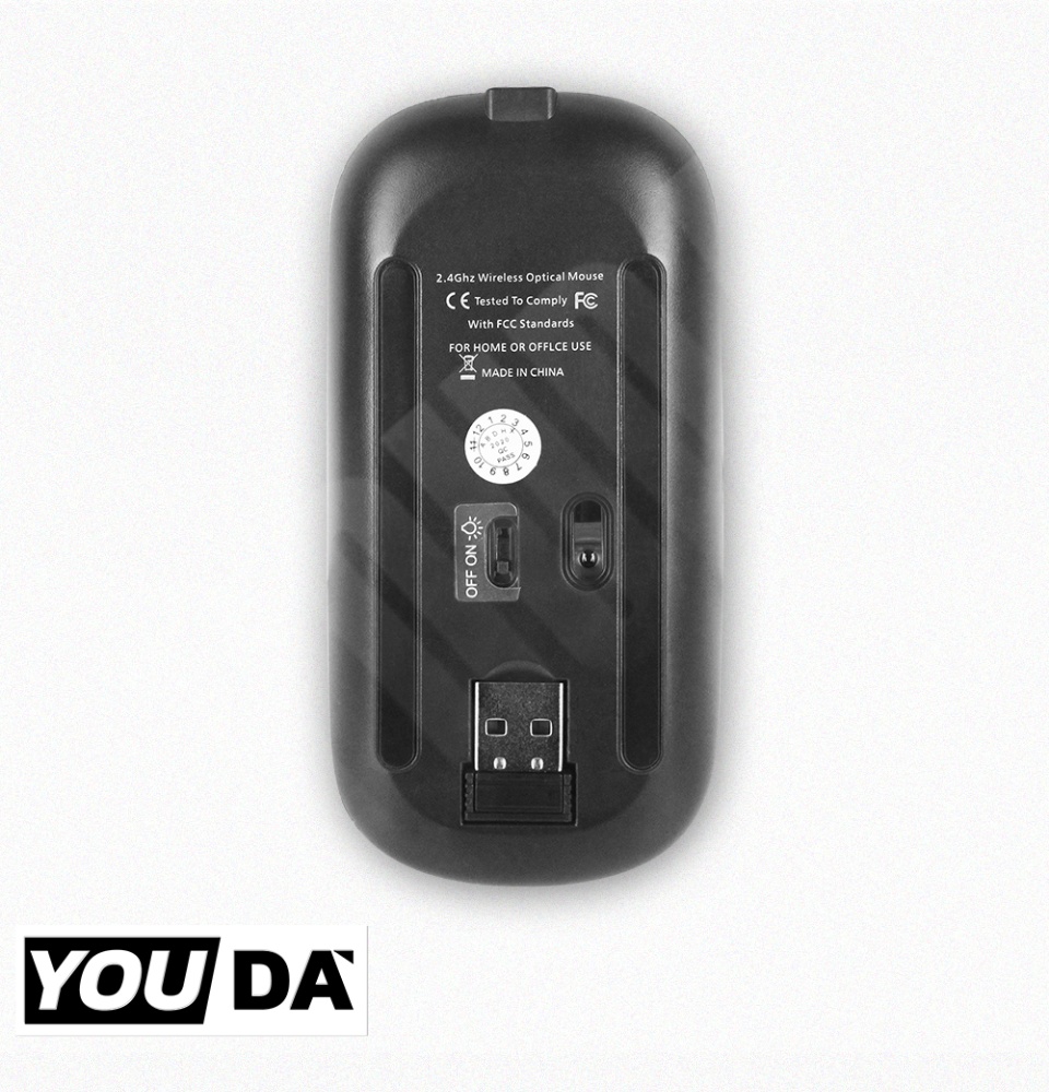 ภาพประกอบคำอธิบาย YOUDA เมาส์ไร้สาย RGB LED 【ชาร์จแบตได้/เสียงเงียบ/มี 2สีให้เลือก/พร้อมสวิตช์ในตัว】 Y-W122 เมาส์ USB มาส์คอมพิวเตอร์ เมาส์ไร้สายออฟฟิศ เมาส์สำนักงาน เมาส์ทีวี USB Mouse