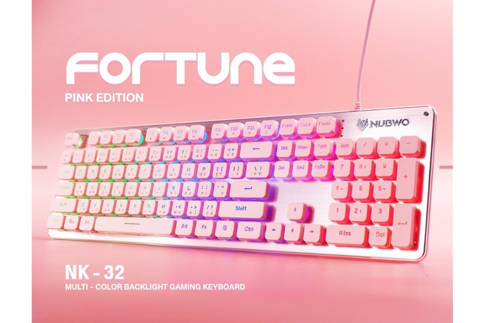 ภาพอธิบายเพิ่มเติมของ Nubwo Gaming Keyboard Fortune NK-32 คีบอร์ดเกมมิ่ง ไฟรุ้ง7สี (คีบอร์ดภาษาไทย) ประกันศูนย์ 1 ปี