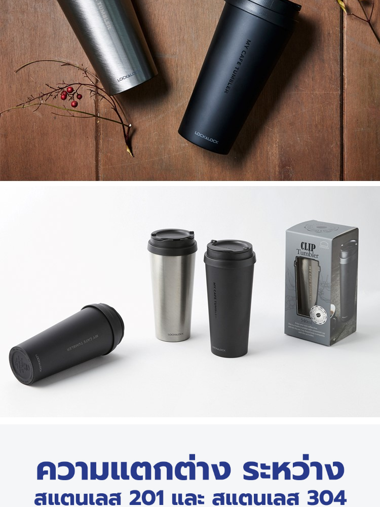 มุมมองเพิ่มเติมของสินค้า LocknLock แก้วเก็บความร้อน-ความเย็น Clip Tr 540ML- LHC4151